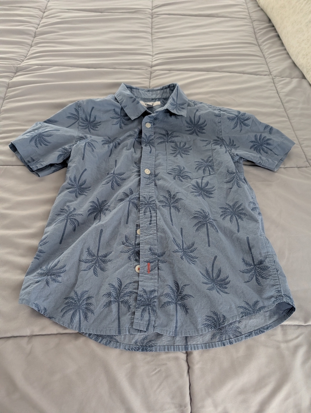Sonoma Blue Short-Sleeve Palm Print Button-Down Shirt